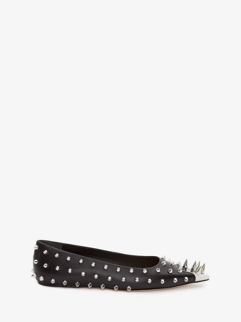 Bailarinas Alexander McQueen Punk Stud Mujer - Negros/Plateados - Mexico 348-EAGILQ